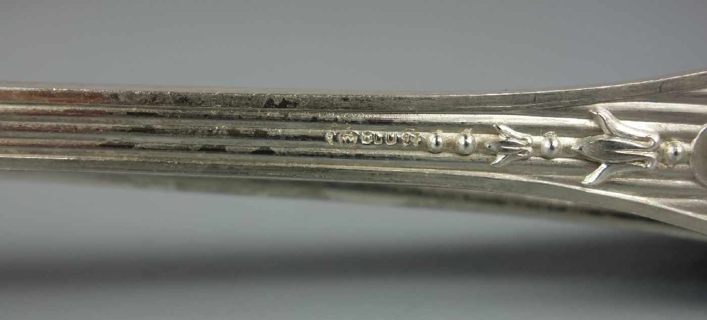 PAAR SPEISELÖFFEL / silver spoons, deutsch, um 1900, 800er Silber (insg. 135 Gramm). Gemarkt mit - Bild 6 aus 6