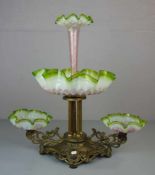 JUGENDSTIL TAFELAUSATZ / artnouveau centerpiece, bronzierter Zinkguss und Glasschalen, Jugendstil,