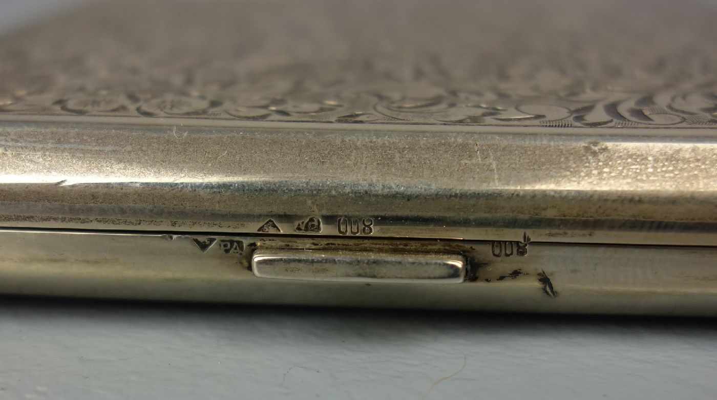 ZIGARETTENETUI / VISITENKARTENETUI / cigarette box, Tschechoslowakei, 800er Silber (94 g). Gemarkt - Bild 3 aus 6