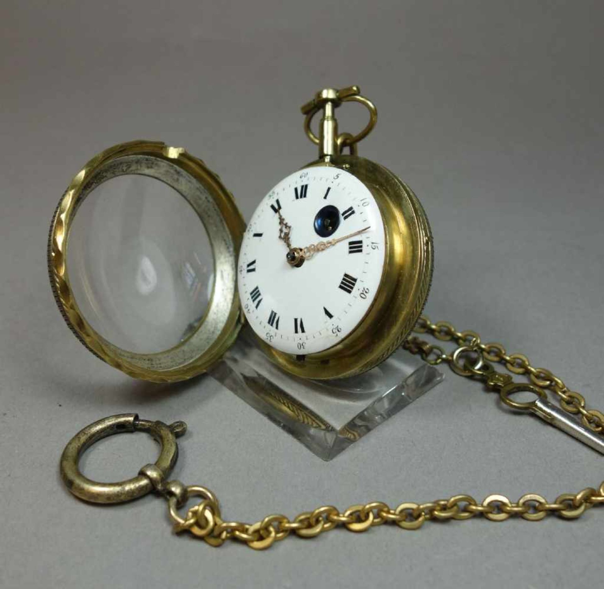 SPINDELTASCHENUHR / pocket watch, wohl Frankreich, Schlüsselaufzug. Werk gemarkt "Bouefsch (?) / - Image 4 of 9