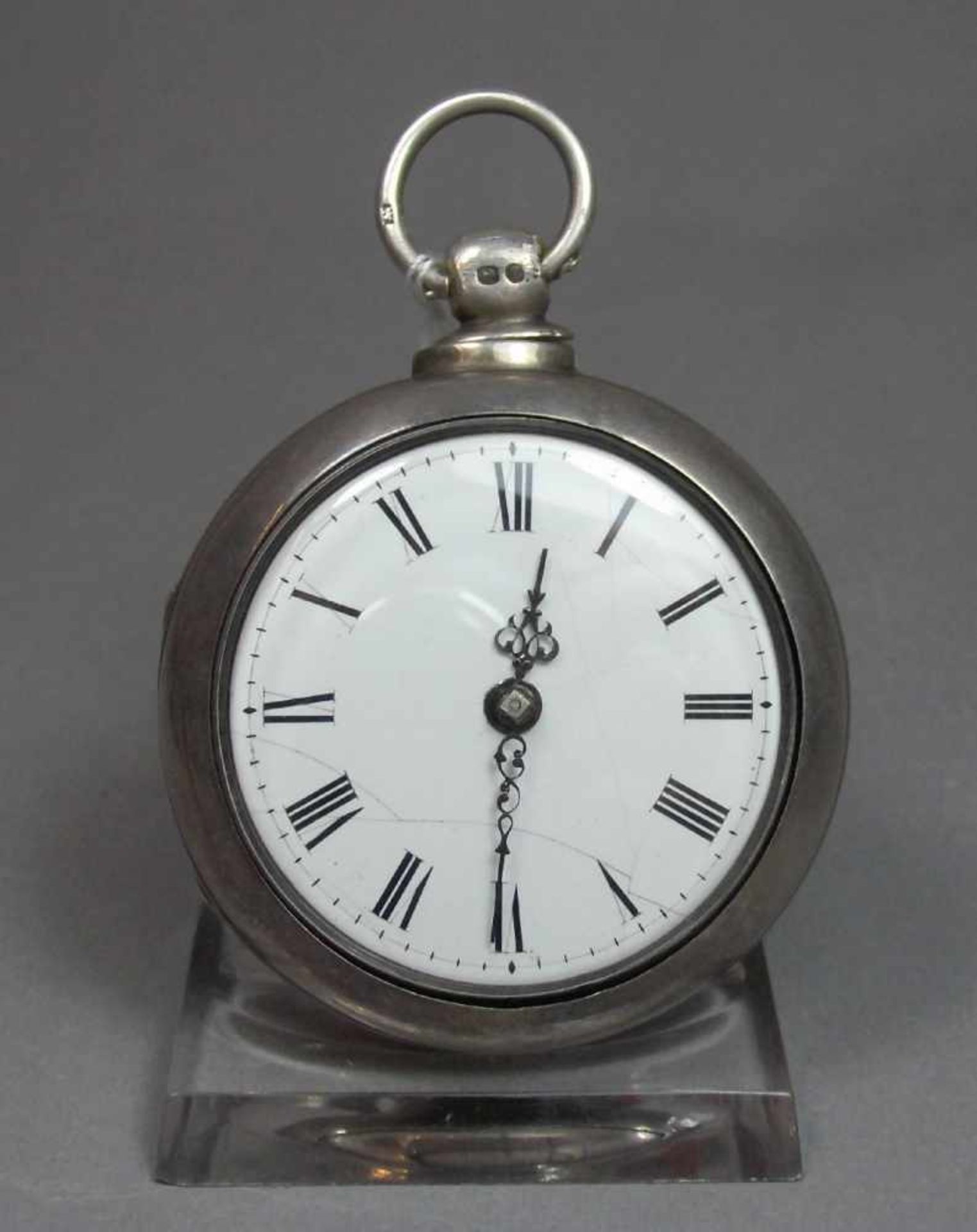 SPINDELTASCHENUHR MIT DOPPELSCHALEN-GEHÄUSE / pocket watch with pair case, Uhrengehäuse gem. "