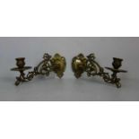 PAAR JUGENDSTIL KLAVIERLEUCHTER / pair of art nouveau piano candlesholder, Messing, durchbrochen