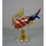 MURANO GLASFIGUR "FISCH", 1970er / 1980er Jahre, auf Klebeetikett bezeichnet "Genuine Venetian