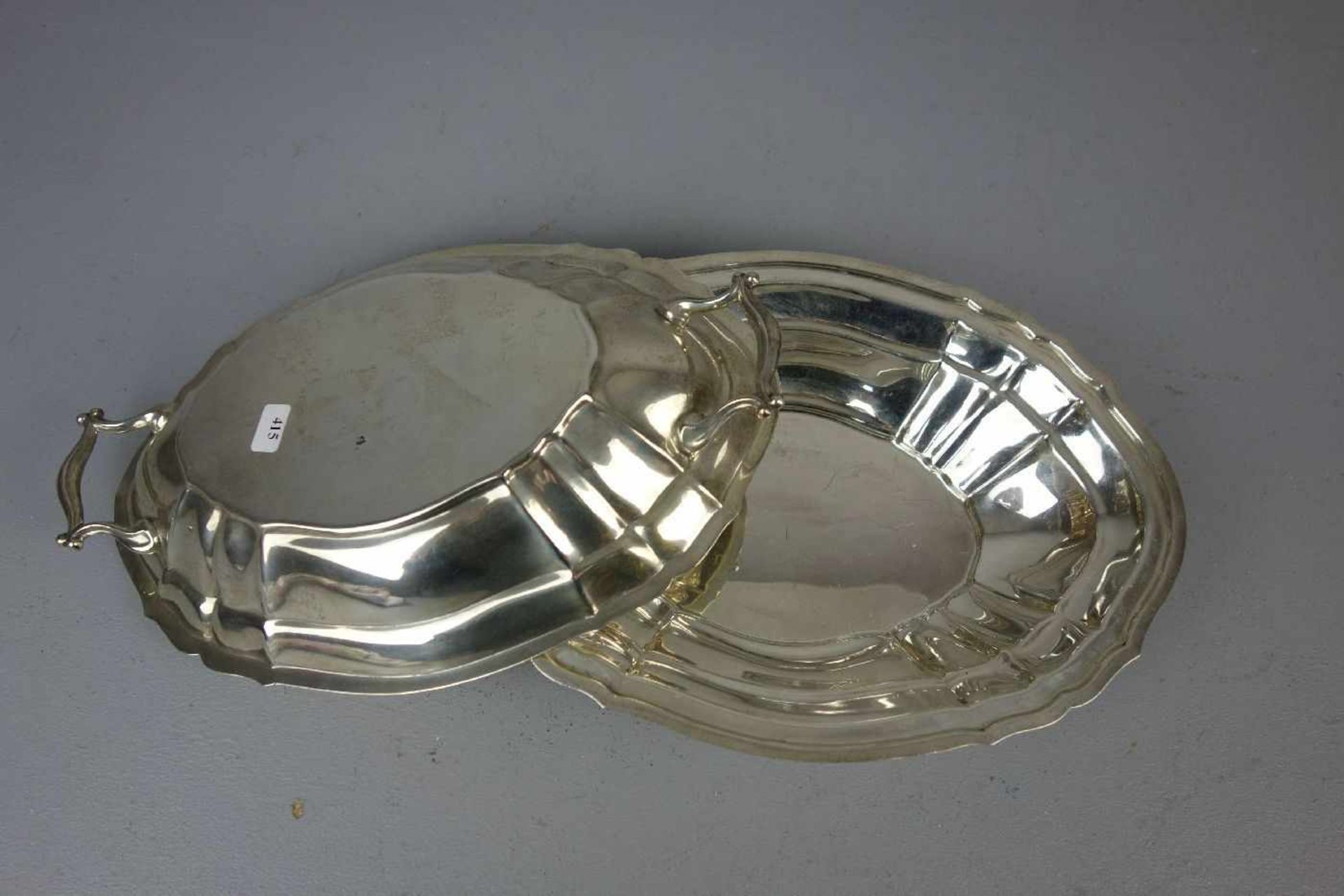 DECKELSCHALE / GEMÜSESCHALE / silver covered bowl, 1. H. 20. Jh. Sterlingsilber (insg. 674 Gramm), - Image 3 of 8