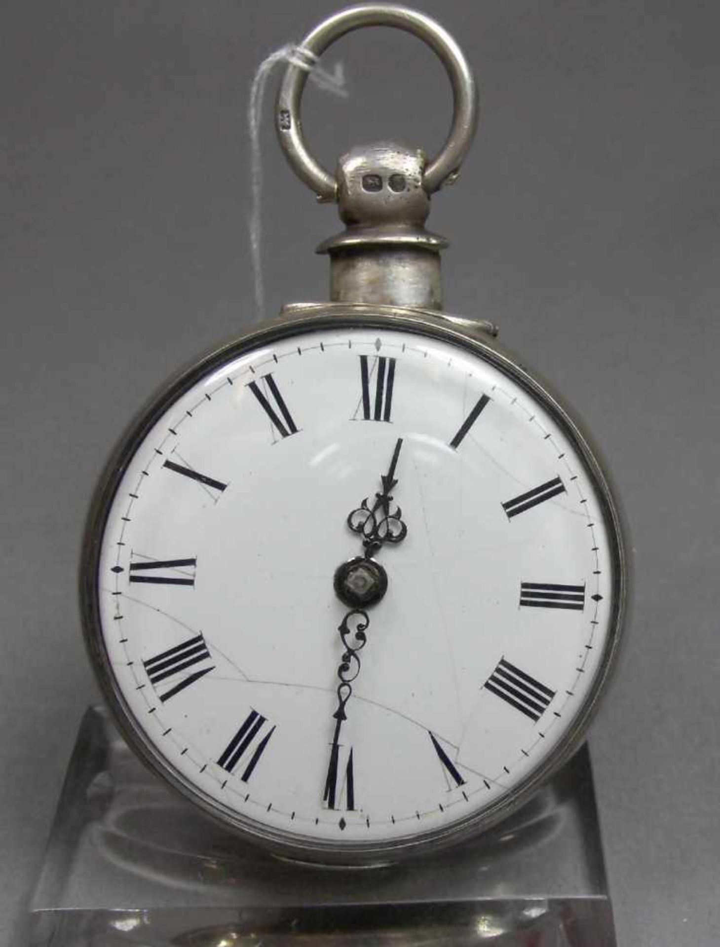 SPINDELTASCHENUHR MIT DOPPELSCHALEN-GEHÄUSE / pocket watch with pair case, Uhrengehäuse gem. " - Image 7 of 11