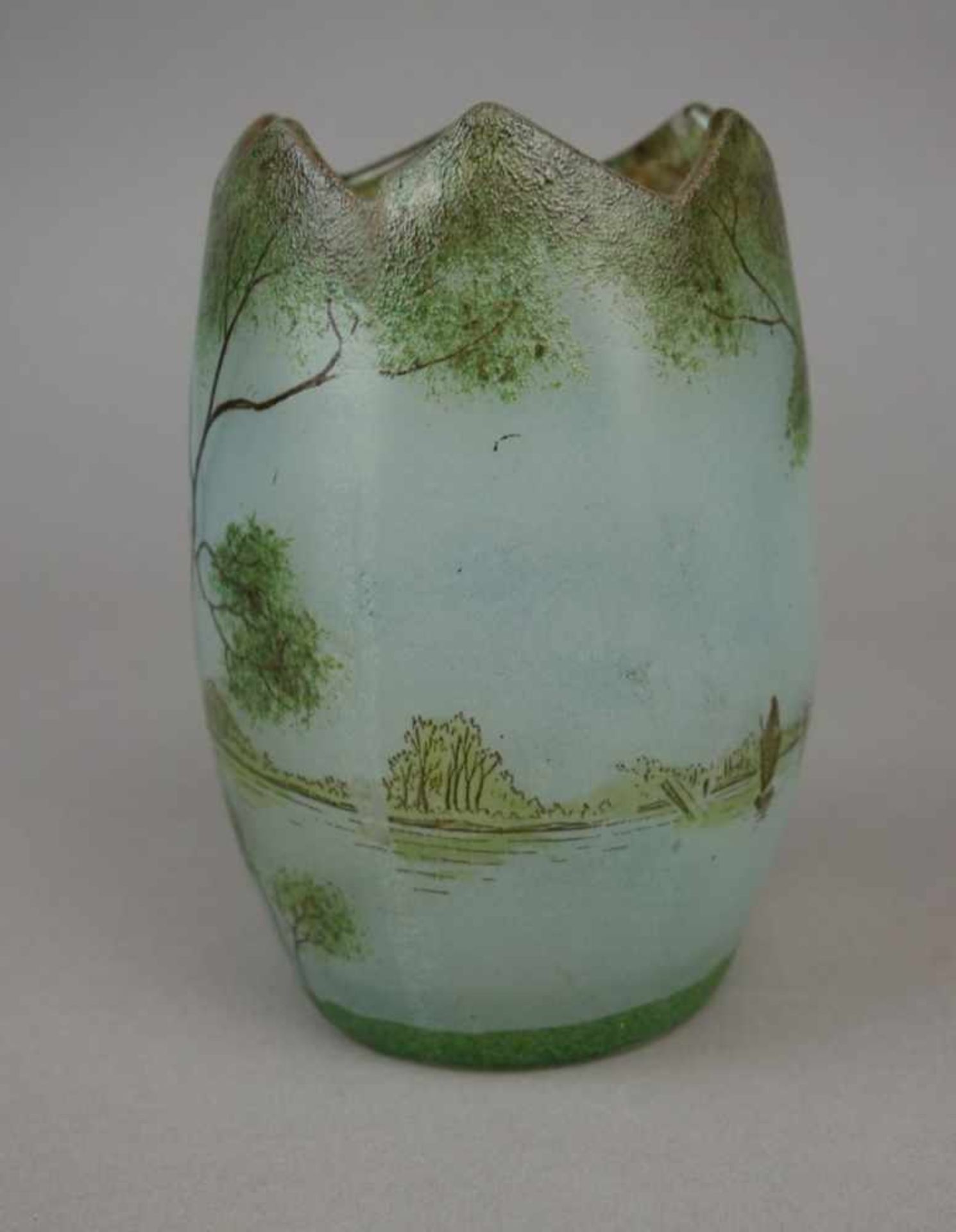 VASE MIT LANDSCHAFTSMOTIV / art nouveau vase with landscape, ungemarkt / unsigniert, gearbeitet in - Image 2 of 5