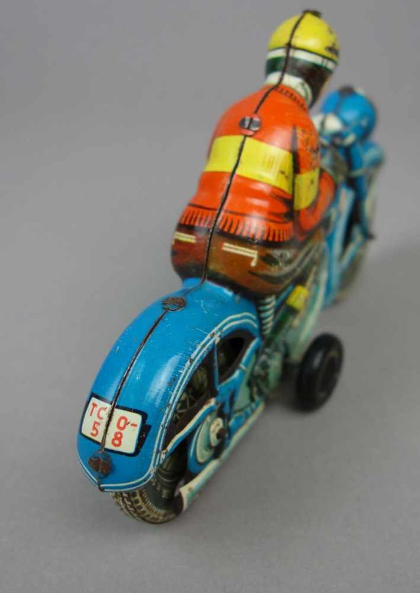 BLECHSPIELZEUG: TIPPCO MOTORRAD / MOTORRADFAHRER / tin toy bike, Mitte 20. Jh., Manufaktur Tippco. - Bild 4 aus 5