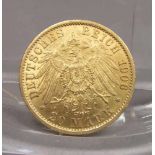 GOLDMÜNZE: DEUTSCHES REICH - 20 MARK / gold coin, Kaiserreich / Preußen, 1906, 8,0 Gramm, 900er