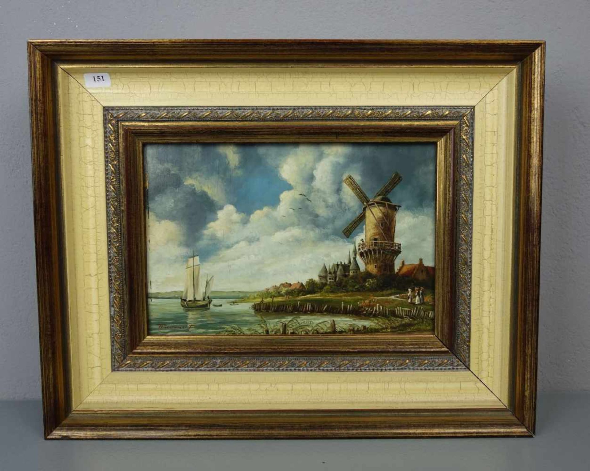 THIEMERT (Landschaftsmaler des 20.)., Gemälde / painting: "Niederländische Landschaft mit Mühle am