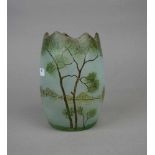 VASE MIT LANDSCHAFTSMOTIV / art nouveau vase with landscape, ungemarkt / unsigniert, gearbeitet in