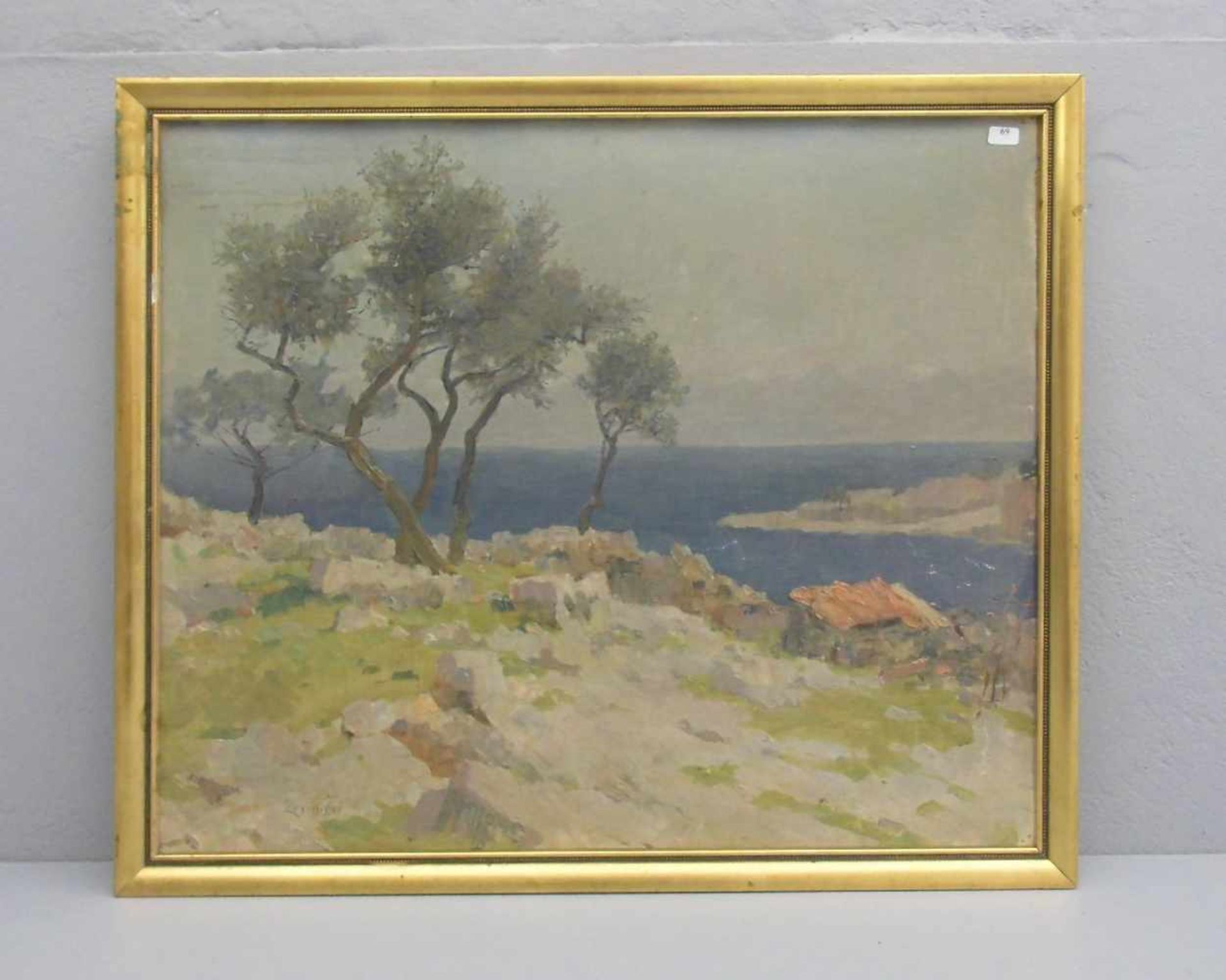 ZEYRINGER (Maler des 19./20. Jh.), Gemälde / painting: "Mediterrane Küstenlandschaft", Öl auf