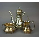 JUGENDSTIL KAFFEEKERN / plated coffee set, um 1900, versilbertes Metall, unter dem Stand gemarkt "