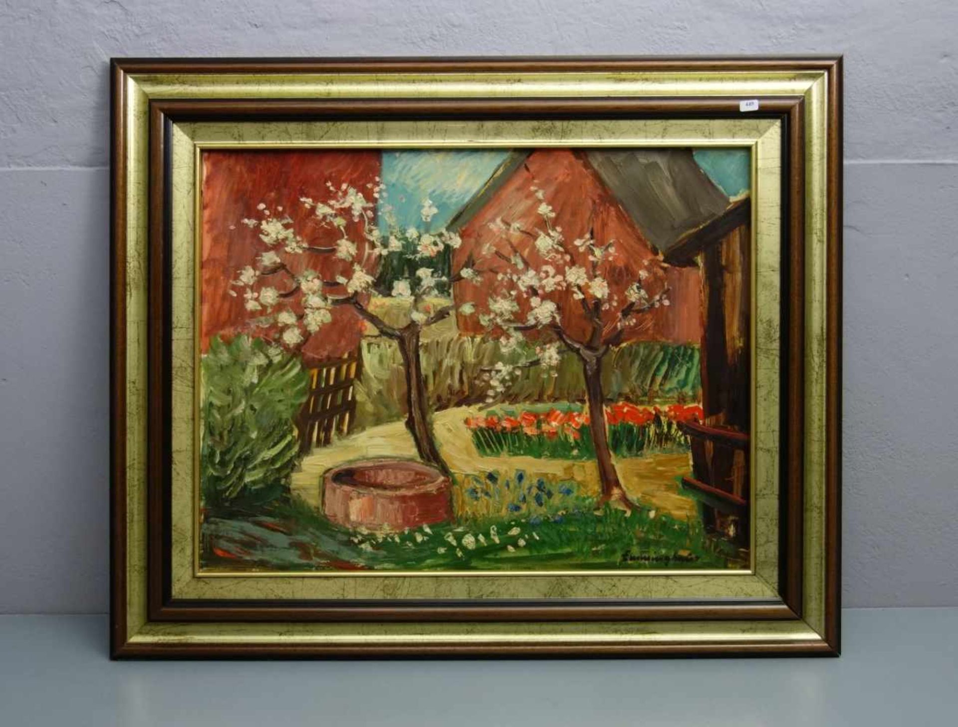 EMMINGHAUS (Osnabrücker Maler des 19./20. Jh.), Gemälde / painting: "Garten mit Brunnen und