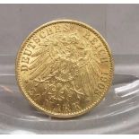 GOLDMÜNZE: DEUTSCHES REICH - 20 MARK / gold coin, Kaiserreich / Preußen, 1908, 7,9 Gramm, 900er