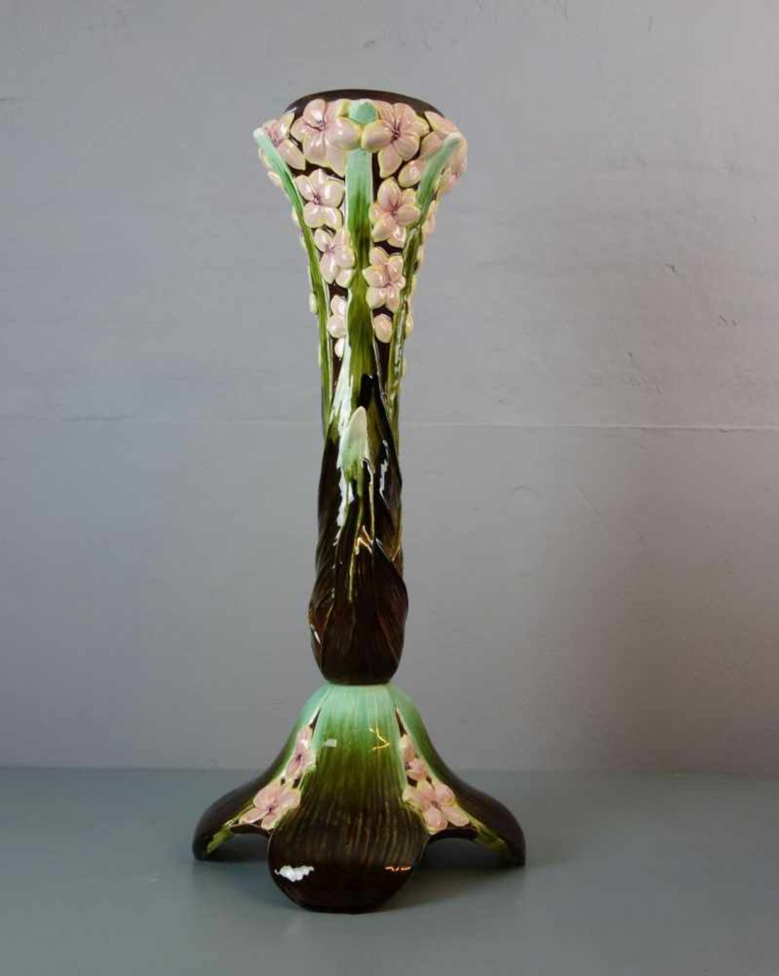 JUGENDSTIL - BLUMENSÄULE / art nouveau flowerstand, Keramik, zweiteilig mit montiertem Fuß, unter - Bild 3 aus 3