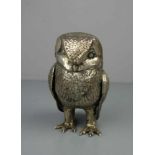 GROSSE SILBERNE VOLLPLASTISCHE EULE / SCHLEIEREULE / silver owl figure, 20. Jh., 835er Silber, 696