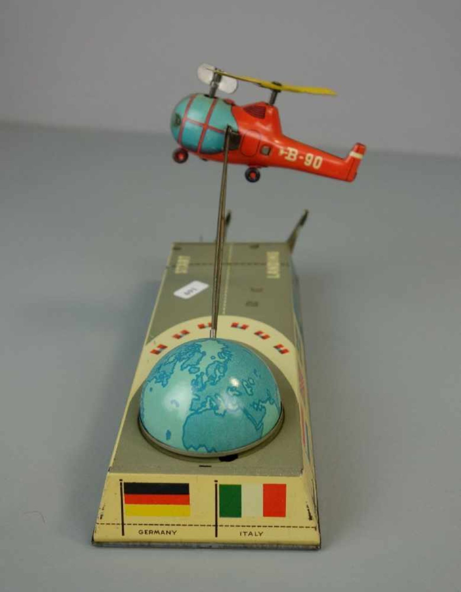 BLECHSPIELZEUG: REMOTE CONTROL HELICOPTER / tin toy, Mitte 20. Jh., Manufaktur Biller, Blech, - Bild 3 aus 5