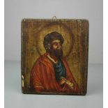 KLEINE IKONE "APOSTEL SIMON PETRUS" / icon, Tempera über Kreidegrund auf Holz, Goldgrund.
