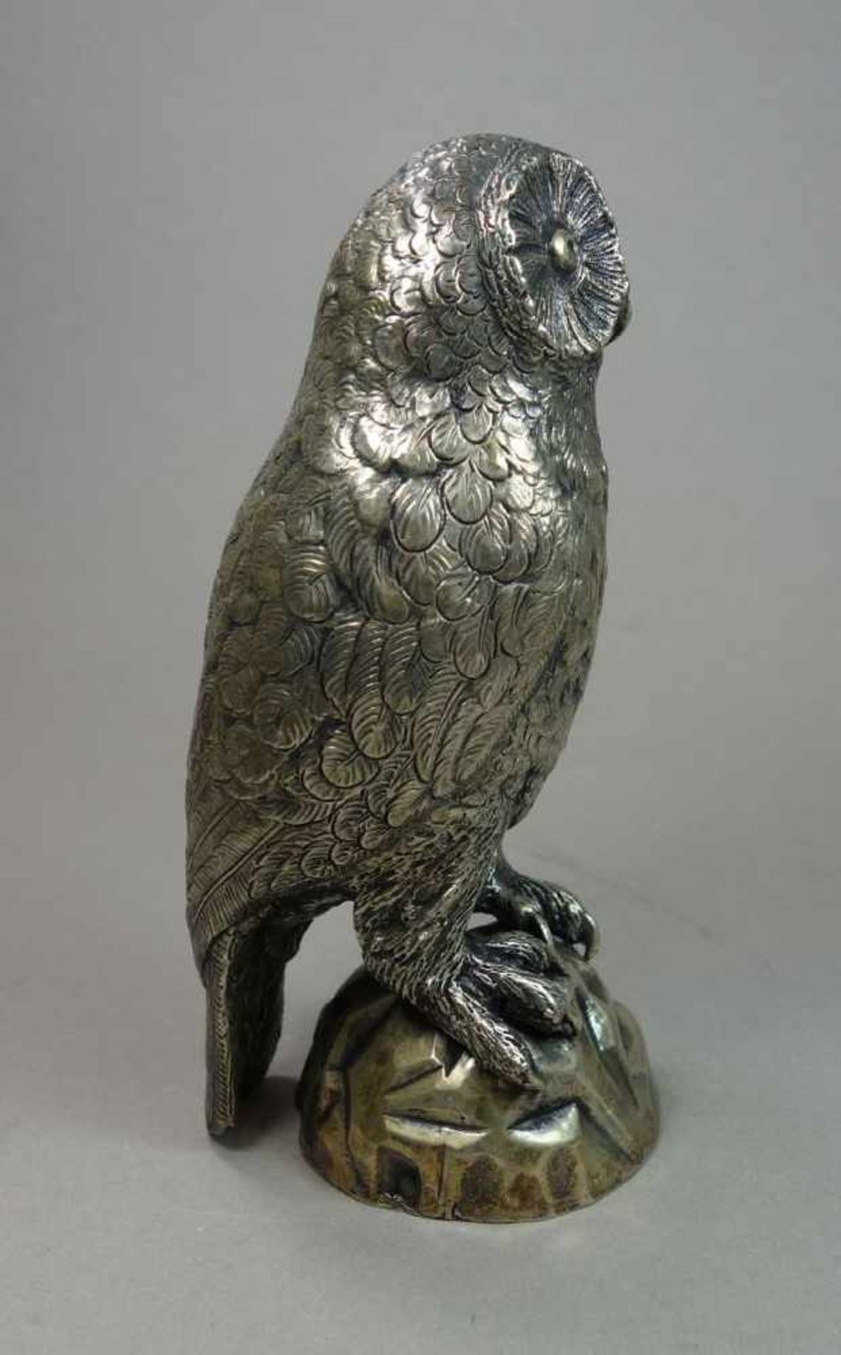 SILBERNE VOLLPLASTISCHE EULE / silver owl figure, 20. Jh., 830er Silber, 306 Gramm, deutsch. Gemarkt - Bild 5 aus 9