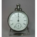 SILBERNE TASCHENUHR / pocket watch, USA, 1. H. 20. Jh., Manufaktur Waltham Watch & Co. Massachusetts