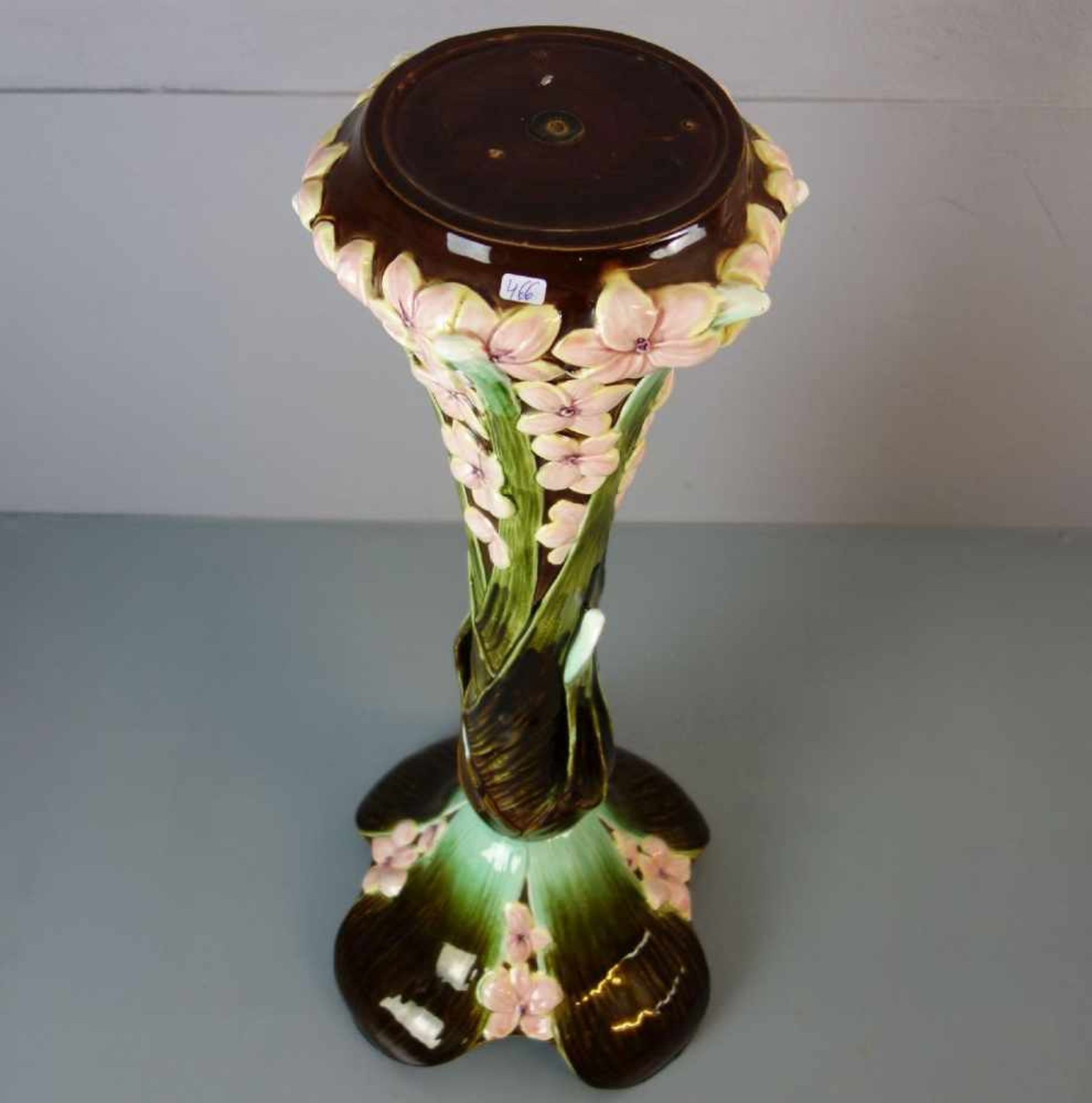 JUGENDSTIL - BLUMENSÄULE / art nouveau flowerstand, Keramik, zweiteilig mit montiertem Fuß, unter - Bild 2 aus 3
