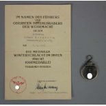 ORDEN / EHRENZEICHEN MIT URKUNDE: WINTERSCHLACHT IM OSTEN 1941/42 / badge, WK II / "Drittes