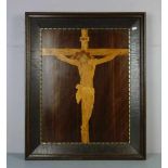ANONYMER KÜNSTLER (19./ 20. JH.), Andachtsbild / Intarsienbild: "Christus am Kreuz / Der