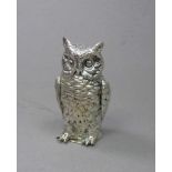 SILBERNE VOLLPLASTISCHE EULE MIT GEHEIMFACH / silver owl figure, 20. Jh., 835er Silber (60,8 Gramm),