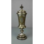 JUDAICUM / WMF DECKELPOKAL / BUCKELPOKAL MIT DAVIDSTERN UND WIDMUNG, WMF - Württembergische