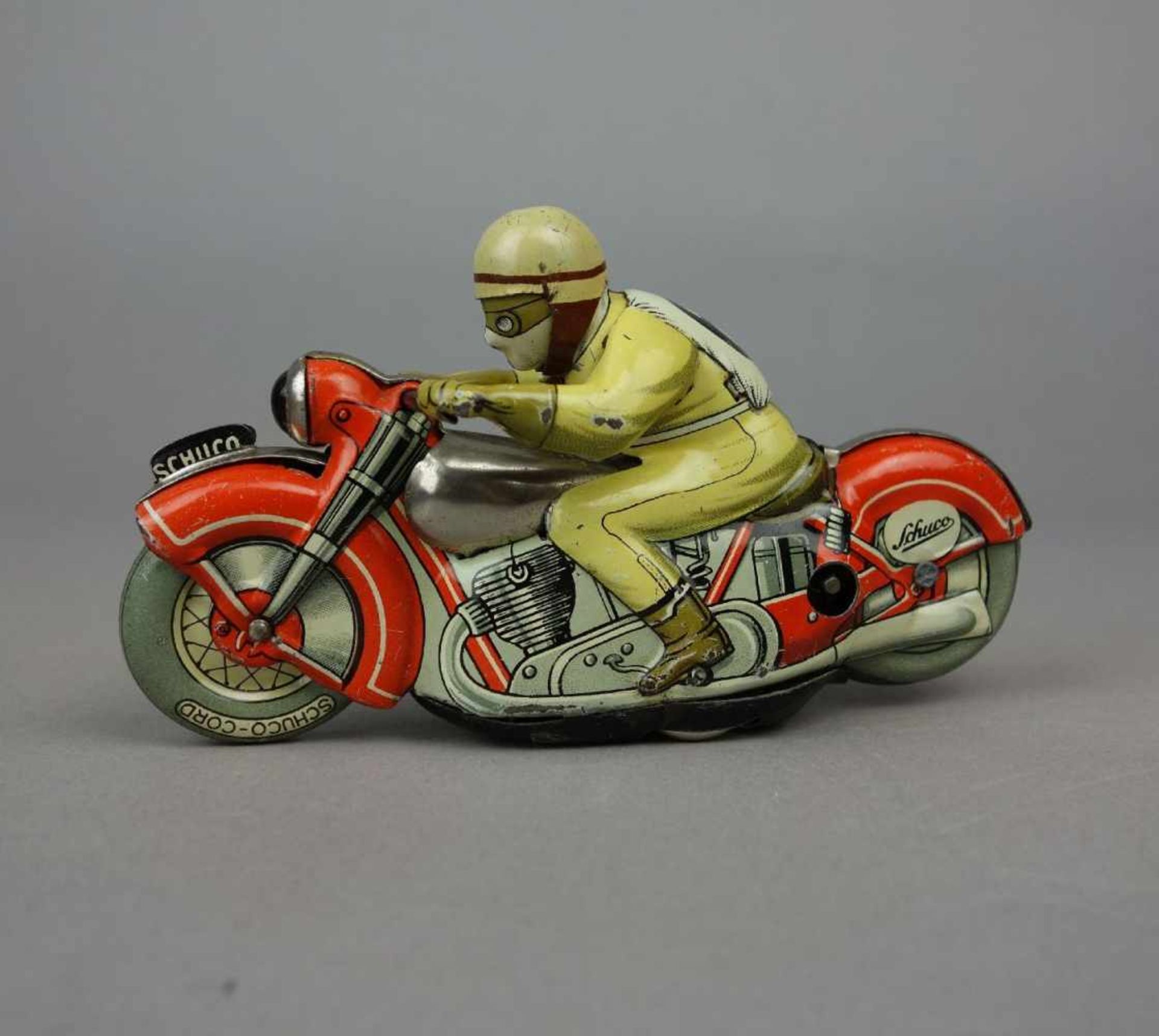 BLECHSPIELZEUG: MOTORRAD "MIRAKOMOT" / tin toy bike, um 1955, Manufaktur Schuco / Nürnberg, Blech,