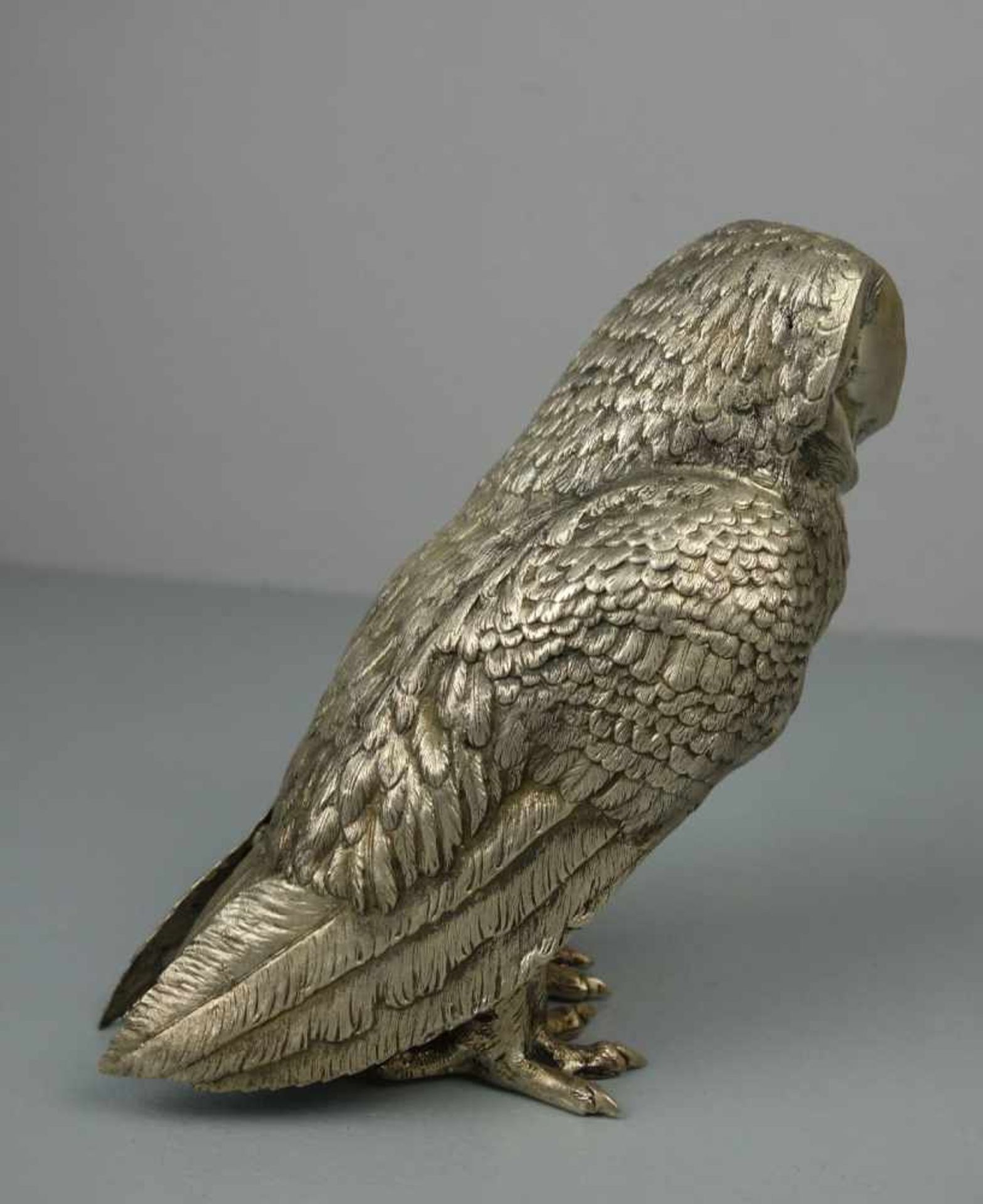 GROSSE SILBERNE VOLLPLASTISCHE EULE / SCHLEIEREULE / silver owl figure, 20. Jh., 835er Silber, 696 - Image 4 of 9