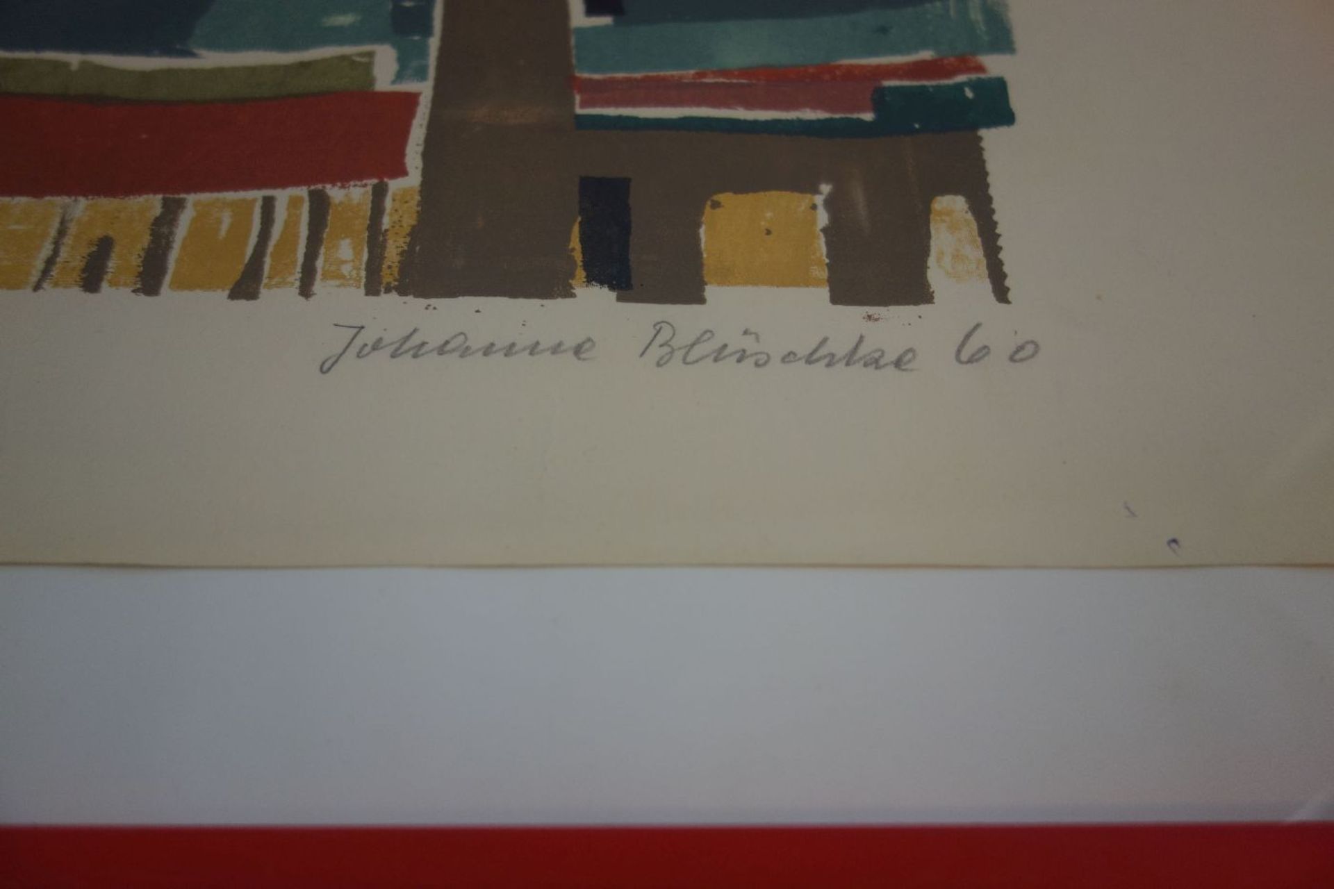 BLÜSCHKE, JOHANNA (auch Johanne Blüschke, geb. 1919), Siebdruck: "Lofoten", u. r. mit Bleistift - Bild 2 aus 3