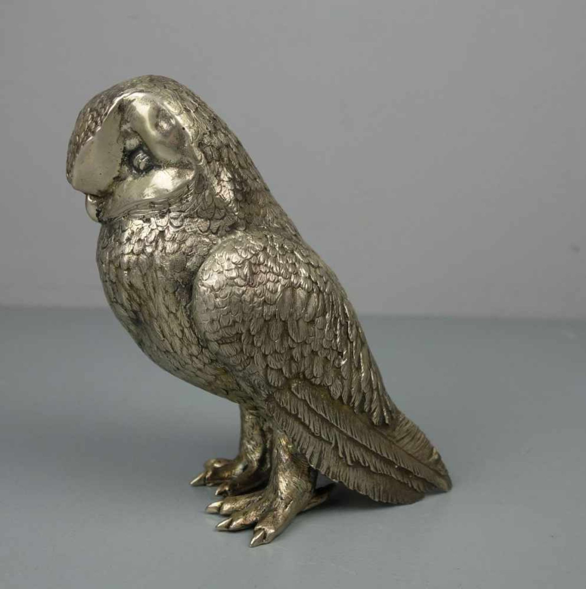 GROSSE SILBERNE VOLLPLASTISCHE EULE / SCHLEIEREULE / silver owl figure, 20. Jh., 835er Silber, 696 - Image 2 of 9