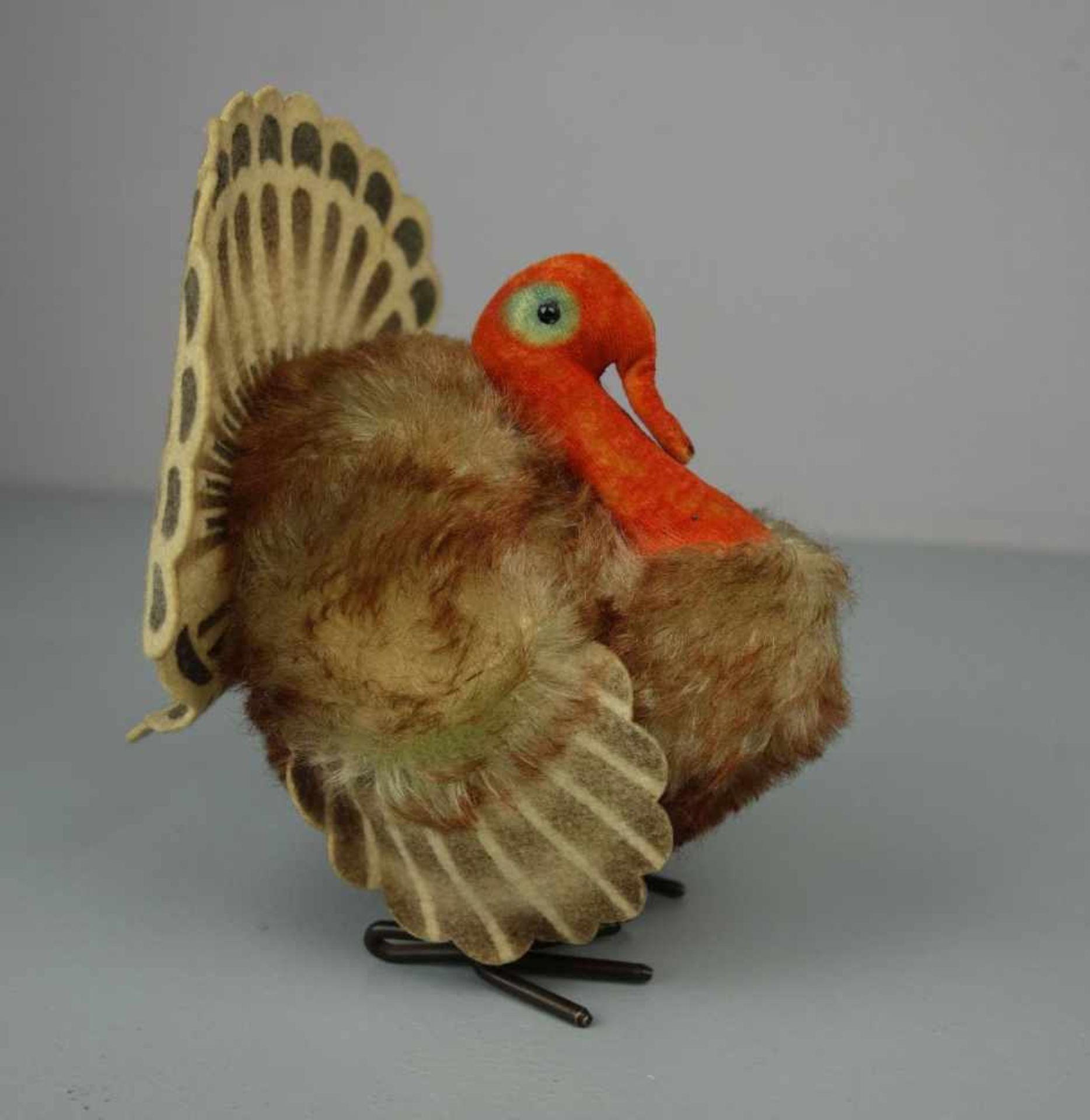 PLÜSCHTIER: STEIFF TRUTHAHN "Tucky" / fluffy turkey, wohl 1960er Jahre, Mohair/Filz und - Bild 4 aus 6