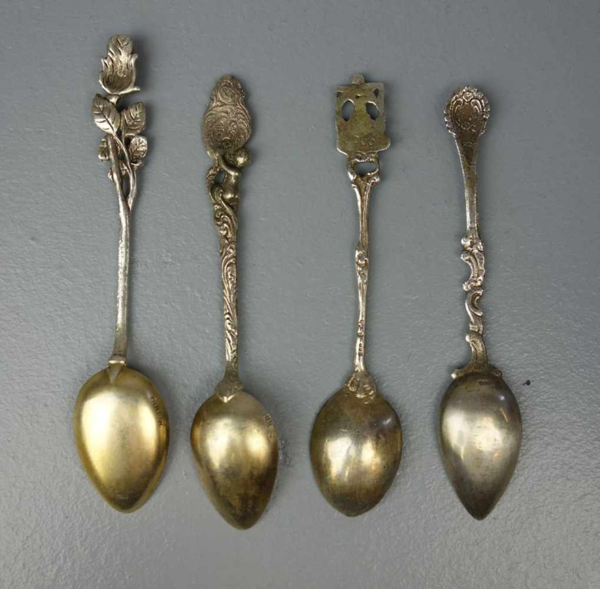 8 KLEINE LÖFFEL / MOKKALÖFFEL / mocha spoons, 20. Jh., Silber, Laffen partiell mit Restvergoldung. - Image 5 of 5