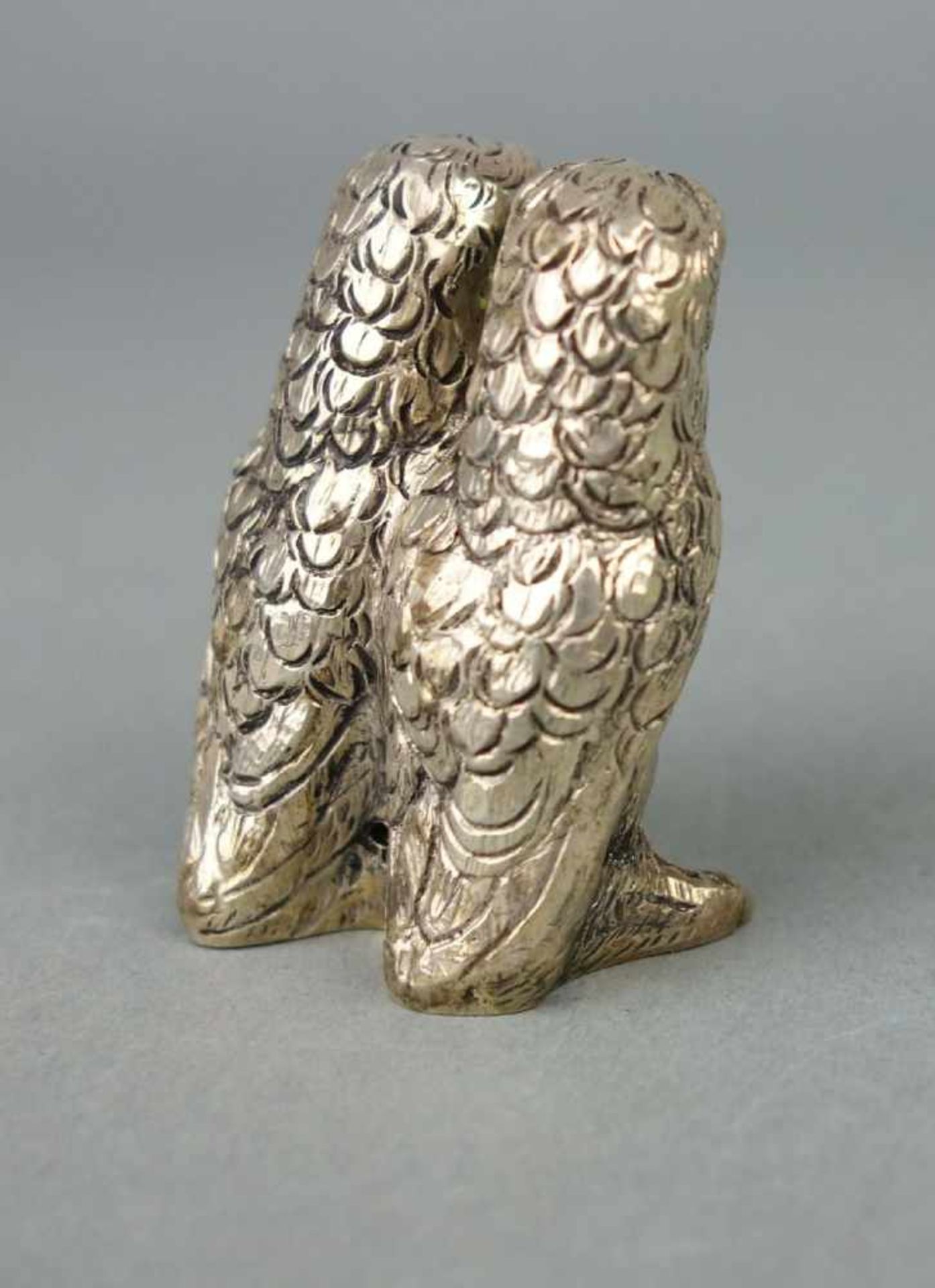 SILBERNE VOLLPLASTISCHE FIGURENGRUPPE: Eulenpaar / 2 Eulen / silver owl figures, 20. Jh., 835er - Image 4 of 5