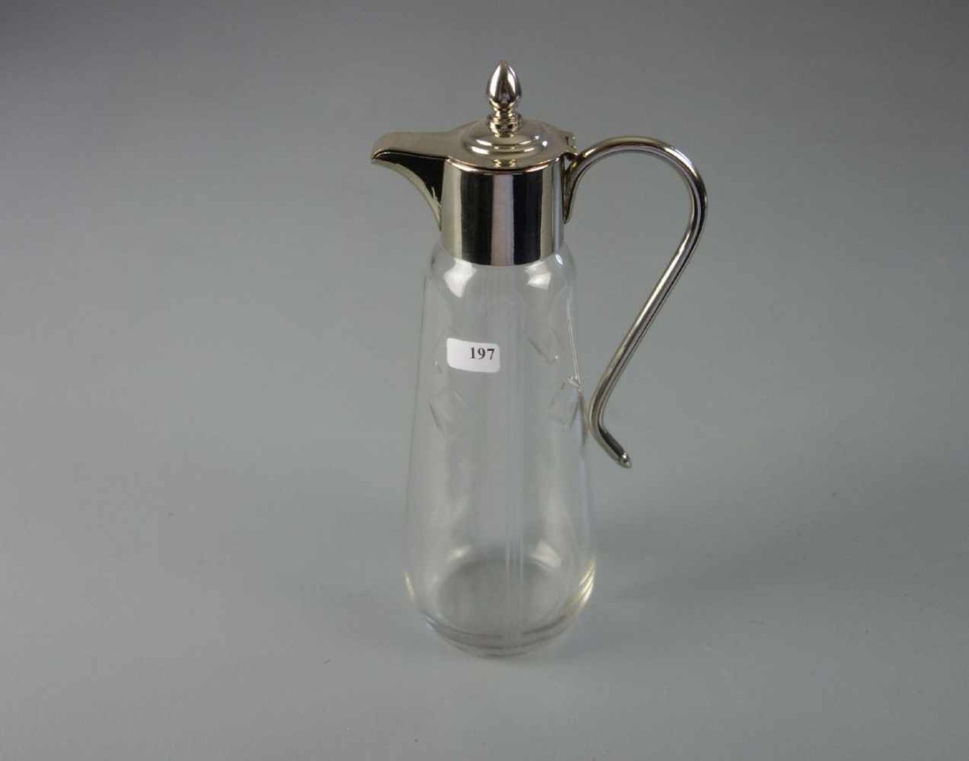 JUGENDSTIL - GLASKRUG mit Metallmonturen / art nouveau jug, um 1900, Glas mit silberfarbenen - Image 3 of 4