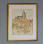 LANGELA, K. (19./20. Jh.), Aquarell: "Stadtvedute Rheine", Aquarell über Bleistift auf