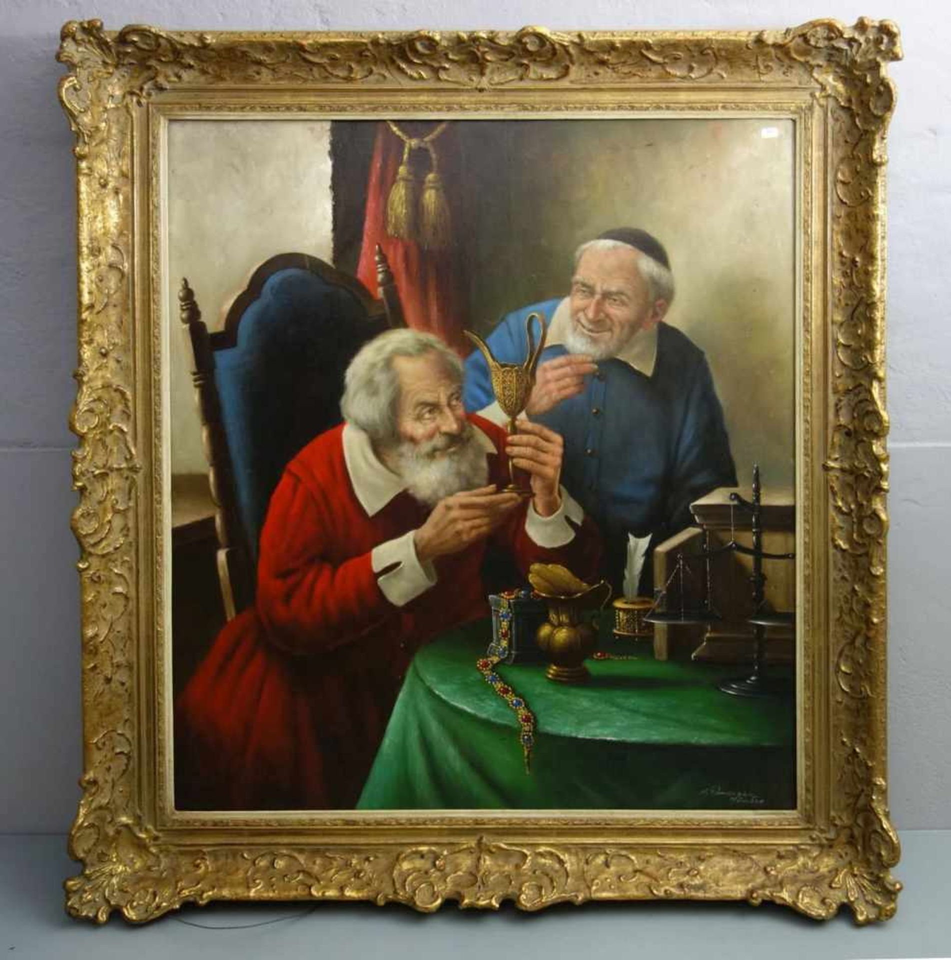 PURSCHKE, WALTHER (geb. 1924 in München), Gemälde / painting: "Beim Antiquitätenhändler", Öl auf