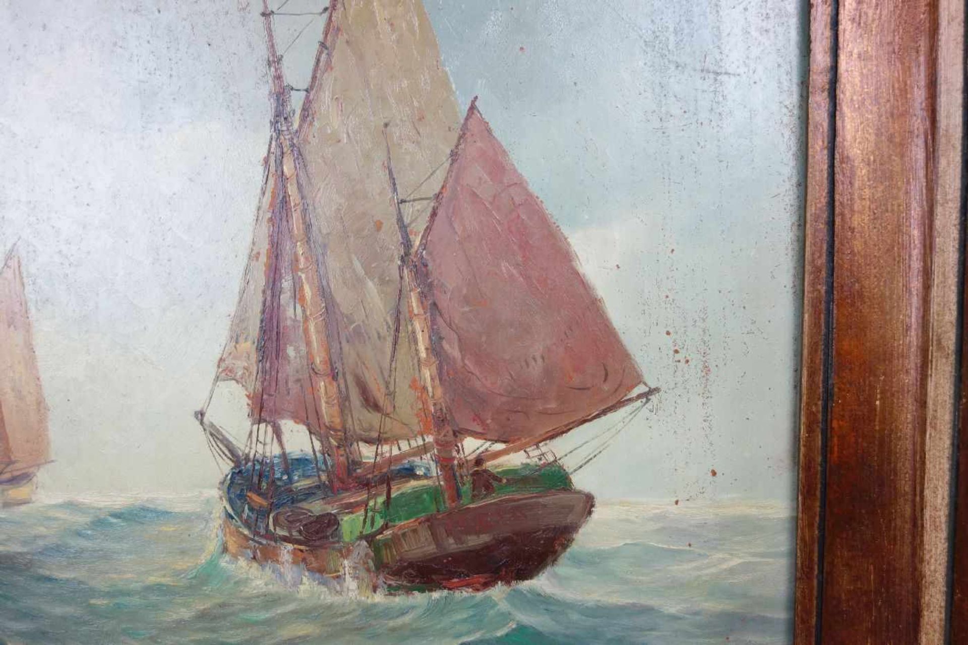 AMBRASATH, FRANZ (1889-1974), Gemälde / painting: "Seestück mit Segelschiffen", Öl auf - Bild 4 aus 5