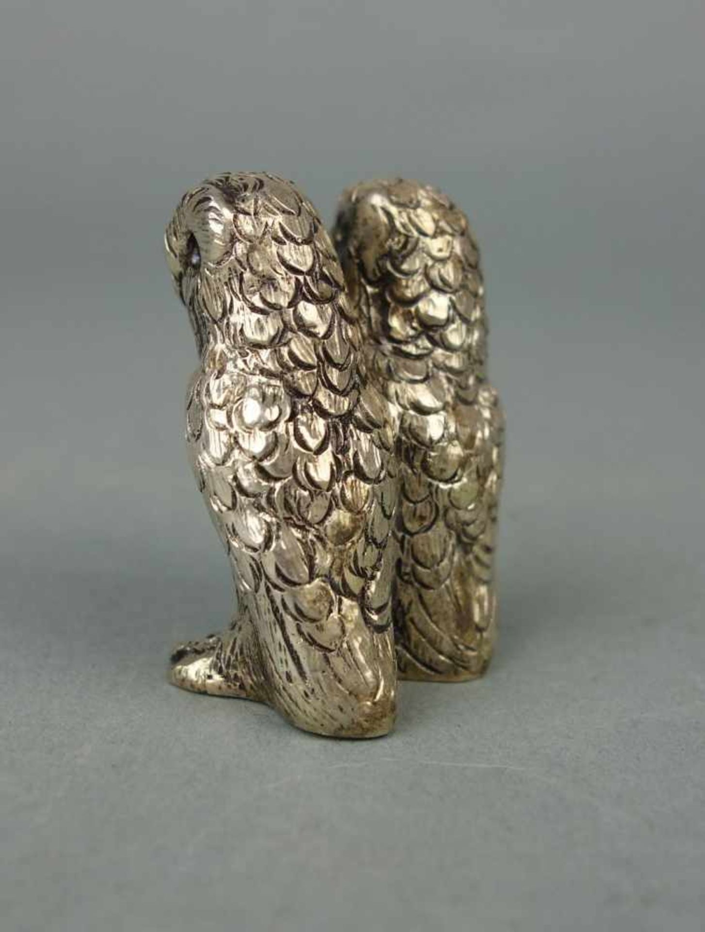 SILBERNE VOLLPLASTISCHE FIGURENGRUPPE: Eulenpaar / 2 Eulen / silver owl figures, 20. Jh., 835er - Image 3 of 5