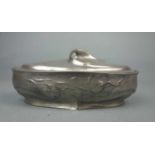 JUGENDSTIL - DECKELDOSE / art nouveau pewter can, um 1900, unter dem Stand gepunzt mit ovaler