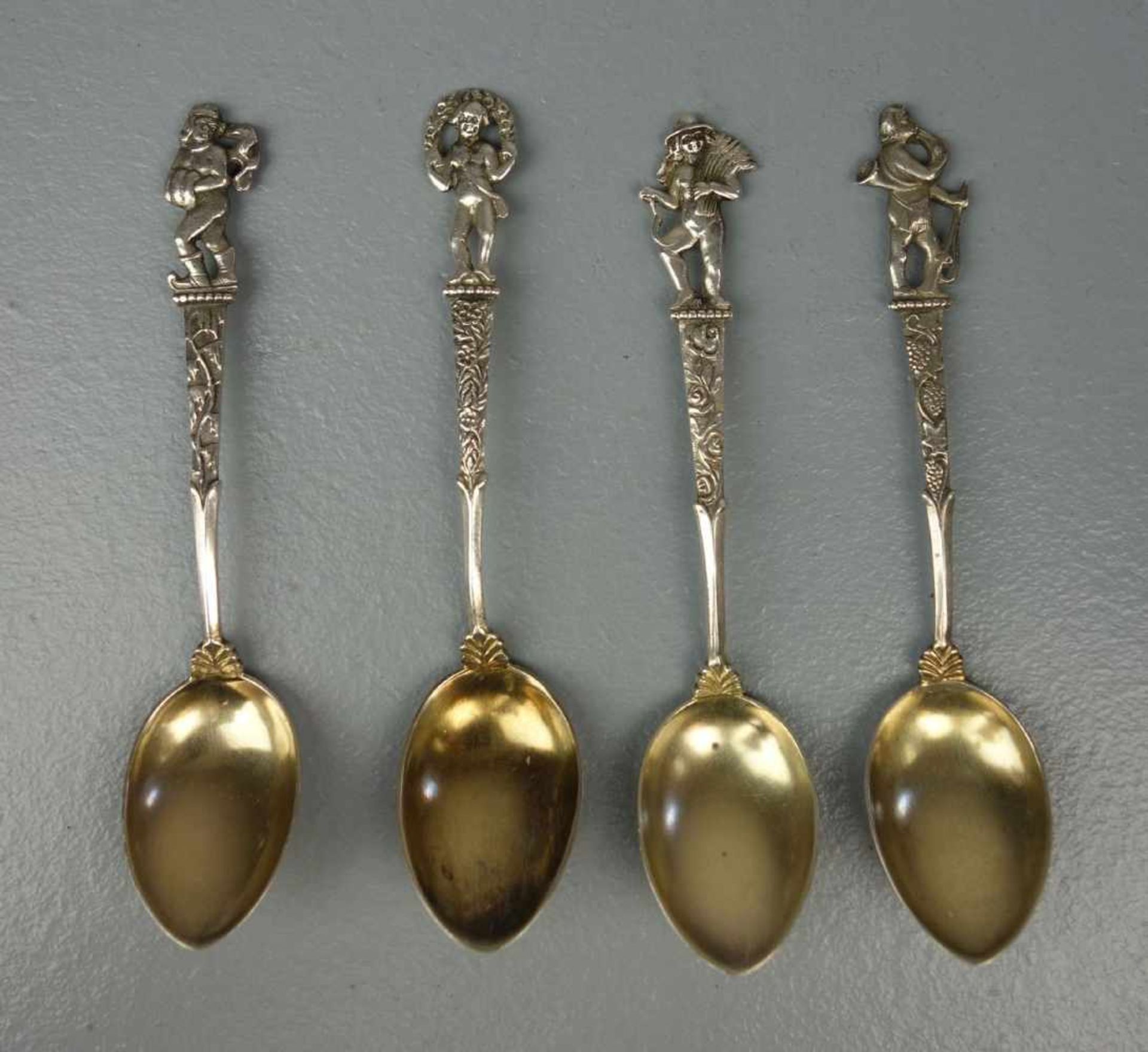 8 KLEINE LÖFFEL / MOKKALÖFFEL / mocha spoons, 20. Jh., Silber, Laffen partiell mit Restvergoldung. - Image 2 of 5