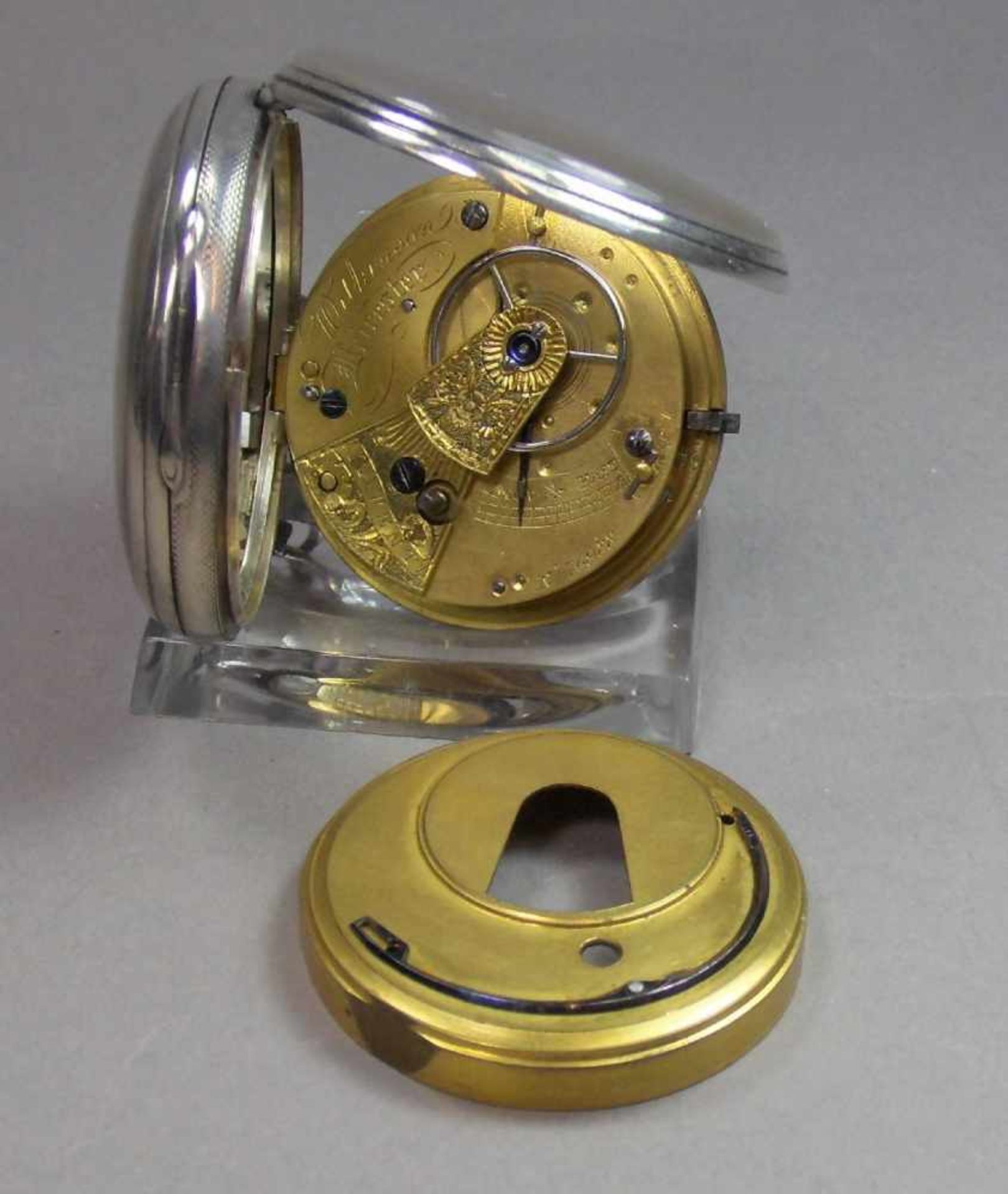 ENGLISCHE SCHLÜSSELTASCHENUHR / TASCHENUHR / open face pocket watch, 19. Jh., Consular Case / - Image 7 of 9