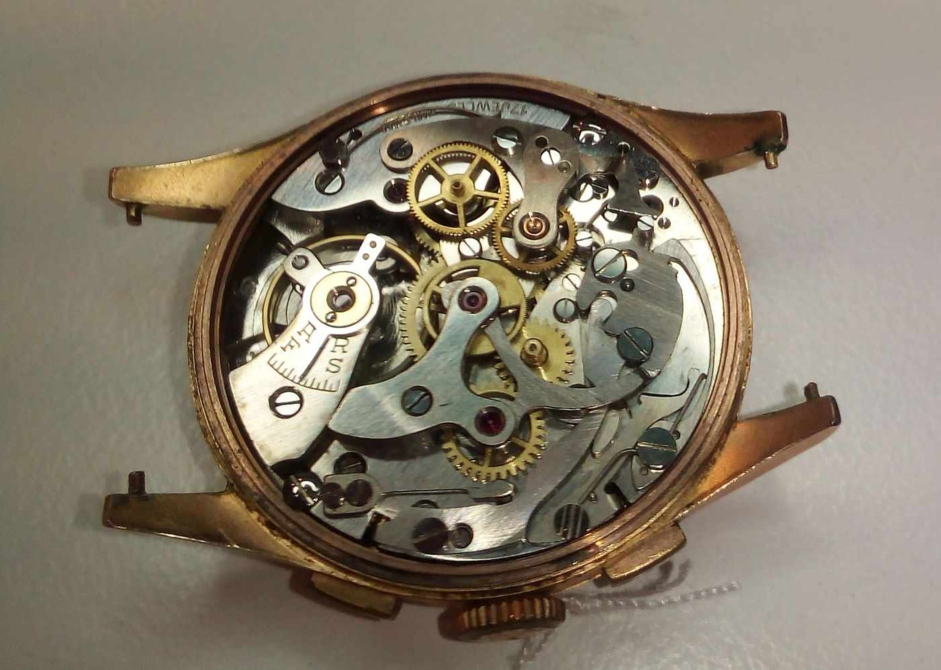 VINTAGE CHRONOGRAPH / ARMBANDUHR / wristwatch, Mitte 20. Jh., Handaufzug. Rundes Roségold-Gehäuse - Image 8 of 9