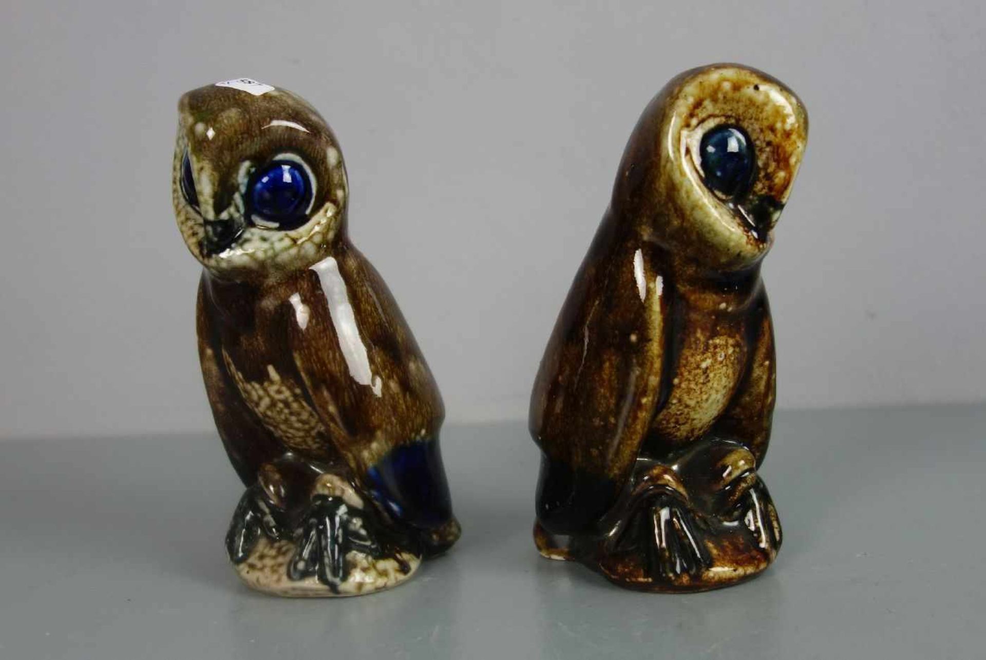 ZWEI TIERFIGUREN: Eulen / Schleiereulen / two owl figures, wohl Westerwälder Steinzeug, heller - Bild 5 aus 5