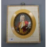 MINIATUR IM BEINRAHMEN / small tempera painting: "Georg Friedrich Händel", Temperamalerei,