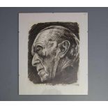 WERNEBURG, ST. (20./21. Jh.), Kohlezeichnung / drawing: "Porträt Konrad Adenauer", Kohle auf