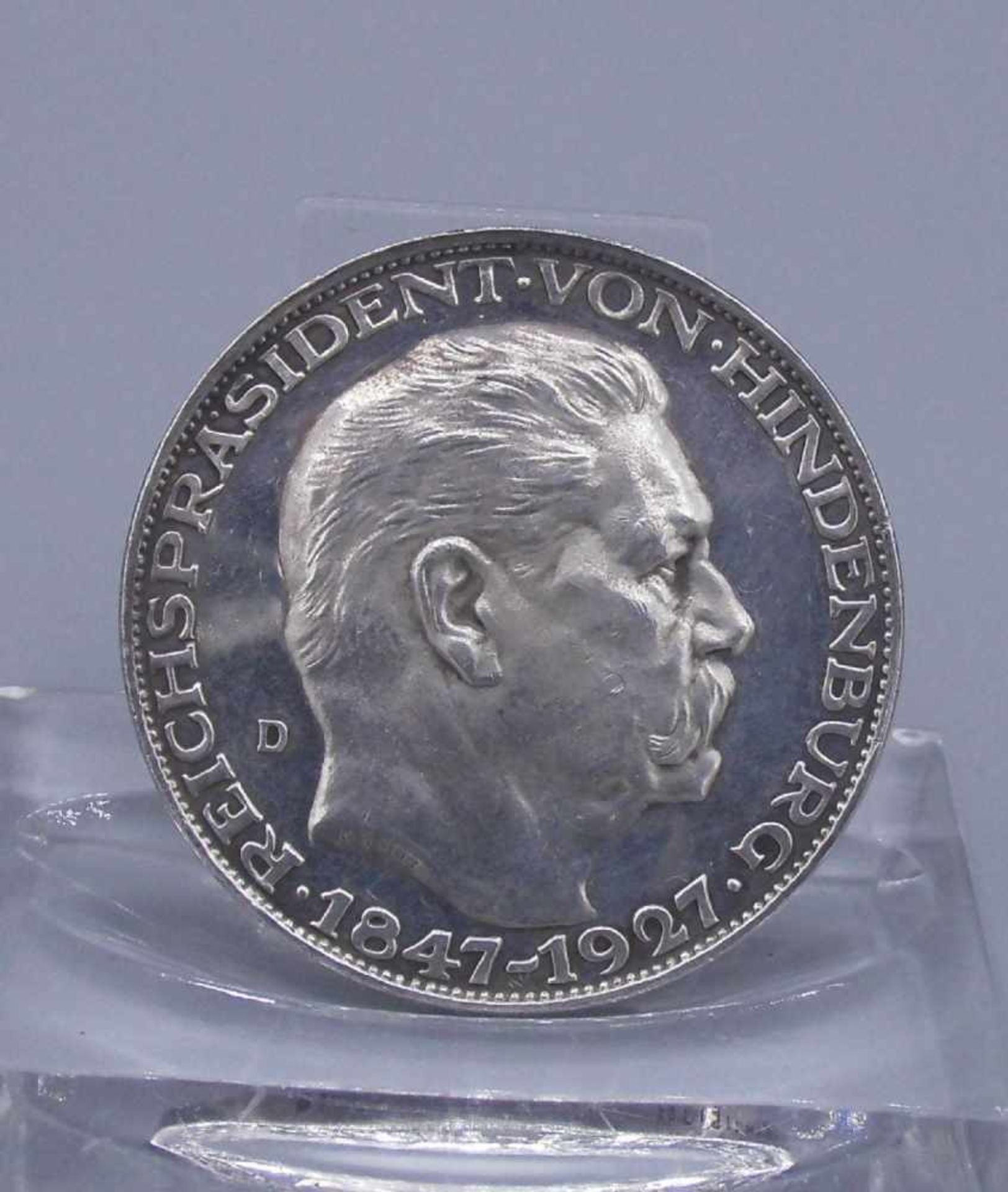 SILBER-MEDAILLE / GEDENKMÜNZE: "von Hindenburg" / silver coin, 1927, 900er Silber; avers: Porträt