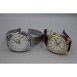 ZWEI ARMBANDUHREN MIT WECKFUNKTION / wristwatches, Russland, Manufaktur Poljot. Handaufzug. 1)